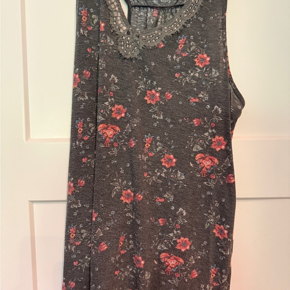 Torrid Charcoal Floral Sleeveless Blouse